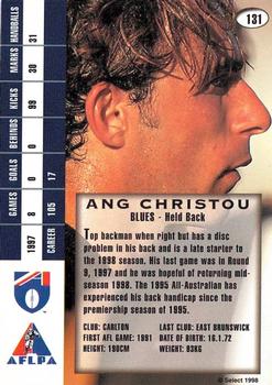 1998 Select AFL Signature Series #131 Ang Christou Back